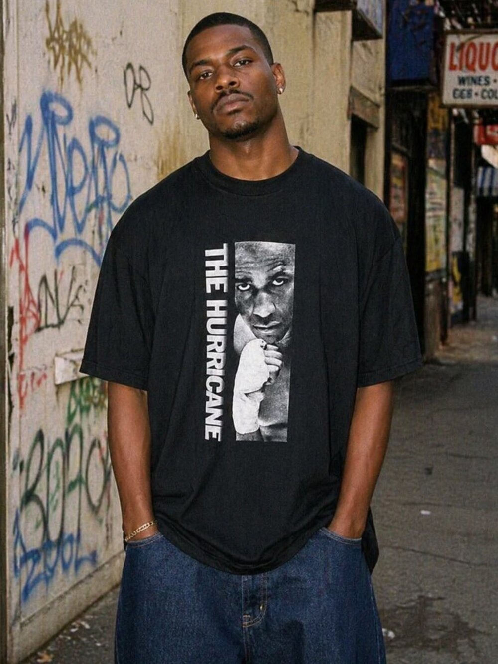 Vintage The Hurricane Promo Tee XL Denzel Washington Black 100% Cotton Shirt 90s